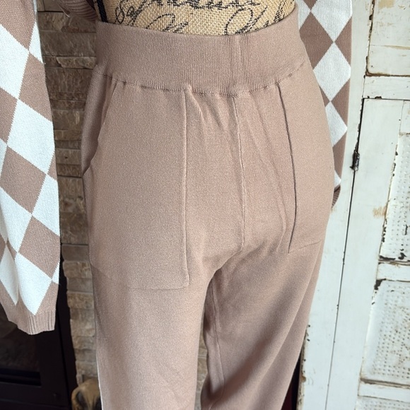 Favorite Girl knitted 2 piece khaki hooded sweater pocket harem pants w stripe - Picture 10 of 16